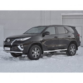 17 699 р. Защита переднего бампера (Ø63 мм, нержавейка) SLITKOFF Toyota Fortuner AN160 дорестайлинг (2015-2020)  с доставкой в г. Тольятти. Увеличить фотографию 2