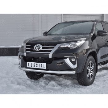 17 699 р. Защита переднего бампера (Ø63 мм, нержавейка) SLITKOFF Toyota Fortuner AN160 дорестайлинг (2015-2020)  с доставкой в г. Тольятти. Увеличить фотографию 4