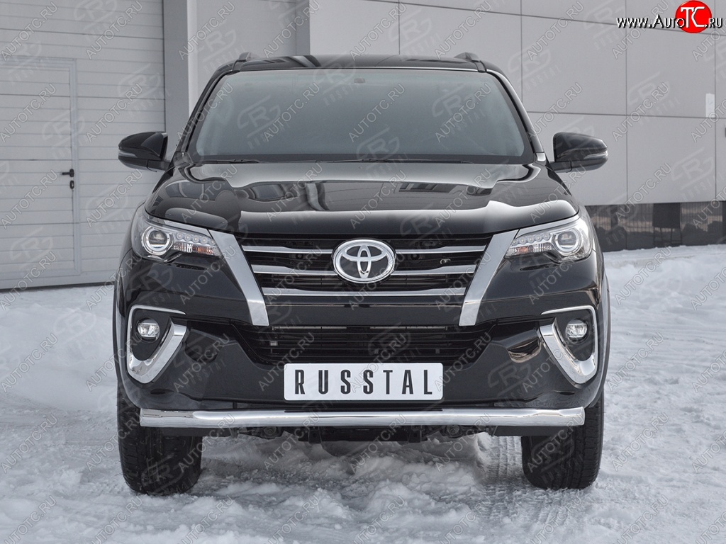 17 699 р. Защита переднего бампера (Ø63 мм, нержавейка) SLITKOFF Toyota Fortuner AN160 дорестайлинг (2015-2020)  с доставкой в г. Тольятти