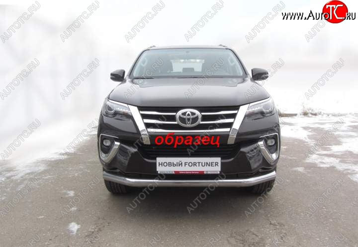 13 449 р. Защита переднего бампер Slitkoff Toyota Fortuner AN160 дорестайлинг (2015-2020) (Цвет: серебристый)  с доставкой в г. Тольятти