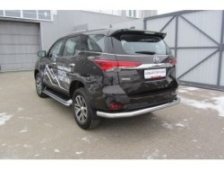 14 499 р. Защита заднего бампера Slitkoff (Ø 76 мм, длинная)  Toyota Fortuner  AN160 (2015-2020) дорестайлинг (Нержавеющая сталь)  с доставкой в г. Тольятти. Увеличить фотографию 1