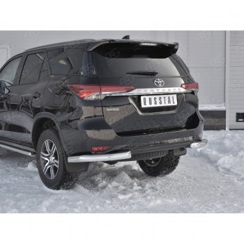 27 499 р. Защита заднего бампера (Ø76 мм уголки, нержавейка) SLITKOFF Toyota Fortuner AN160 дорестайлинг (2015-2020)  с доставкой в г. Тольятти. Увеличить фотографию 4