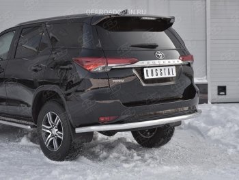 Защита заднего бампера (Ø63 мм, нержавейка) SLITKOFF Toyota (Тойота) Fortuner (Фортунер)  AN160 (2015-2020) AN160 дорестайлинг