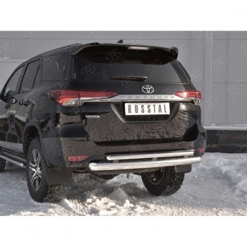 24 999 р. Защита заднего бампера (2 трубы Ø76х42 мм, нержавейка) SLITKOFF Toyota Fortuner AN160 дорестайлинг (2015-2020)  с доставкой в г. Тольятти. Увеличить фотографию 4