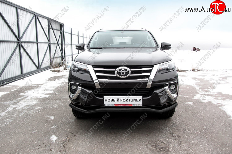 11 849 р. Защита переднего бампера Slitkoff (Ø 57 мм, волна). Toyota Fortuner AN160 дорестайлинг (2015-2020) (Сталь с полимерным покрытием. Цвет: черный)  с доставкой в г. Тольятти