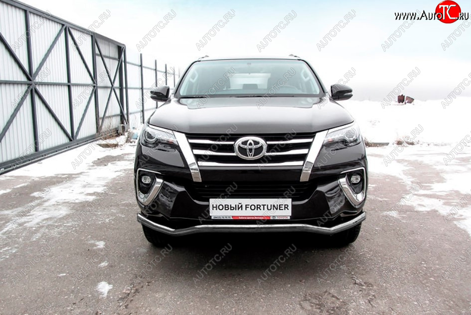 11 849 р. Защита переднего бампера Slitkoff (Ø 57 мм, волна).  Toyota Fortuner  AN160 (2015-2020) дорестайлинг (Сталь с полимерным покрытием. Цвет: серебристый)  с доставкой в г. Тольятти