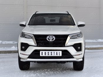 Защита переднего бампера (Ø63 мм, нержавейка) SLITKOFF Toyota (Тойота) Fortuner (Фортунер)  AN160 (2020-2025) AN160 рестайлинг