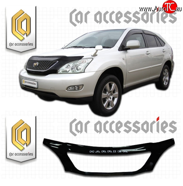 2 999 р. Дефлектор капота CA-Plastic exclusive  Toyota Harrier  XU30 (2003-2013) (Classic черный, Без надписи)  с доставкой в г. Тольятти