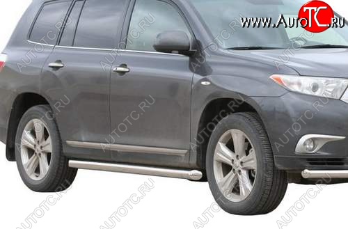 26 999 р. Защита порогов ТехноСфера (Техно Сфера) (нержавейка, 63.5 mm) Toyota Highlander XU40 рестайлинг (2010-2013)  с доставкой в г. Тольятти