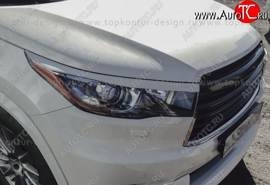 2 199 р. Реснички на фары TopKontur Design Toyota Highlander XU50 дорестайлинг (2013-2017) (Неокрашенные)  с доставкой в г. Тольятти