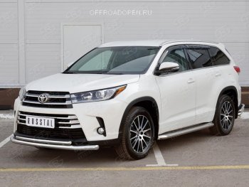 21 449 р. Защита переднего бампера (2 трубы Ø63 и 42 мм, нержавейка) SLITKOFF Toyota Highlander XU50 дорестайлинг (2013-2017)  с доставкой в г. Тольятти. Увеличить фотографию 3