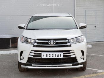 21 449 р. Защита переднего бампера (2 трубы Ø63 и 42 мм, нержавейка) SLITKOFF Toyota Highlander XU50 дорестайлинг (2013-2017)  с доставкой в г. Тольятти. Увеличить фотографию 4