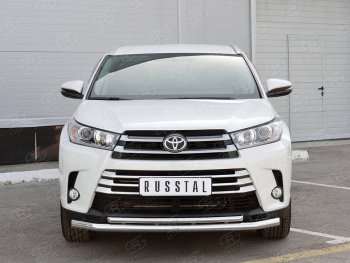 21 449 р. Защита переднего бампера (2 трубы Ø63 и 42 мм, нержавейка) SLITKOFF  Toyota Highlander  XU50 (2016-2020) рестайлинг  с доставкой в г. Тольятти. Увеличить фотографию 1