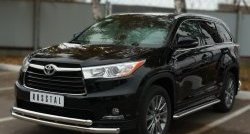 21 999 р. Защита переднего бампера (2 трубыØ63 мм, нержавейка) SLITKOFF Toyota Highlander XU50 дорестайлинг (2013-2017)  с доставкой в г. Тольятти. Увеличить фотографию 3