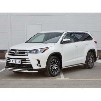 18 599 р. Защита переднего бампера (2 трубыØ42 мм, нержавейка) SLITKOFF Toyota Highlander XU50 дорестайлинг (2013-2017)  с доставкой в г. Тольятти. Увеличить фотографию 2