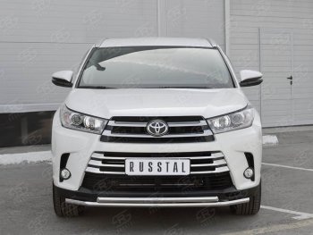 18 599 р. Защита переднего бампера (2 трубыØ42 мм, нержавейка) SLITKOFF Toyota Highlander XU50 дорестайлинг (2013-2017)  с доставкой в г. Тольятти. Увеличить фотографию 3