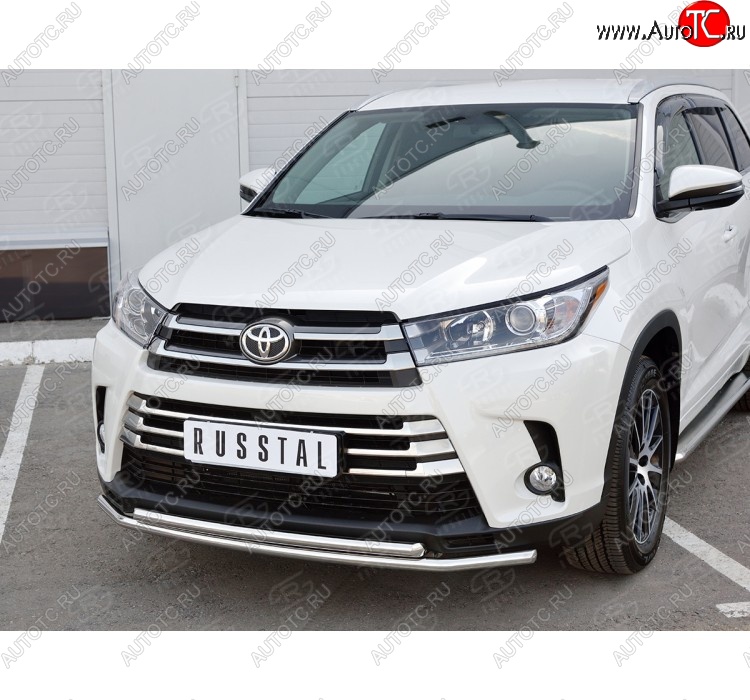 18 599 р. Защита переднего бампера (2 трубыØ42 мм, нержавейка) SLITKOFF Toyota Highlander XU50 дорестайлинг (2013-2017)  с доставкой в г. Тольятти