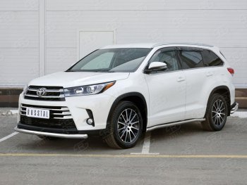 17 999 р. Одинарная защита переднего бампера диаметром 63 мм SLITKOFF Toyota Highlander XU50 дорестайлинг (2013-2017)  с доставкой в г. Тольятти. Увеличить фотографию 2