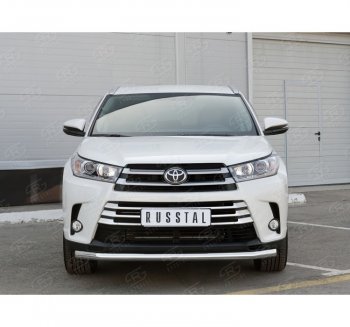 17 999 р. Одинарная защита переднего бампера диаметром 63 мм SLITKOFF Toyota Highlander XU50 дорестайлинг (2013-2017)  с доставкой в г. Тольятти. Увеличить фотографию 3