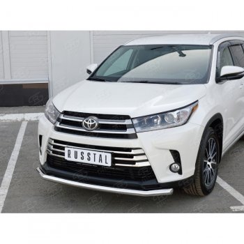 Одинарная защита переднего бампера диаметром 63 мм SLITKOFF Toyota Highlander XU50 дорестайлинг (2013-2017)