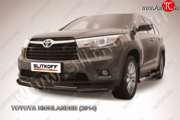 10 999 р. защита переднего бампера Slitkoff Toyota Highlander XU50 дорестайлинг (2013-2017) (Цвет: серебристый)  с доставкой в г. Тольятти