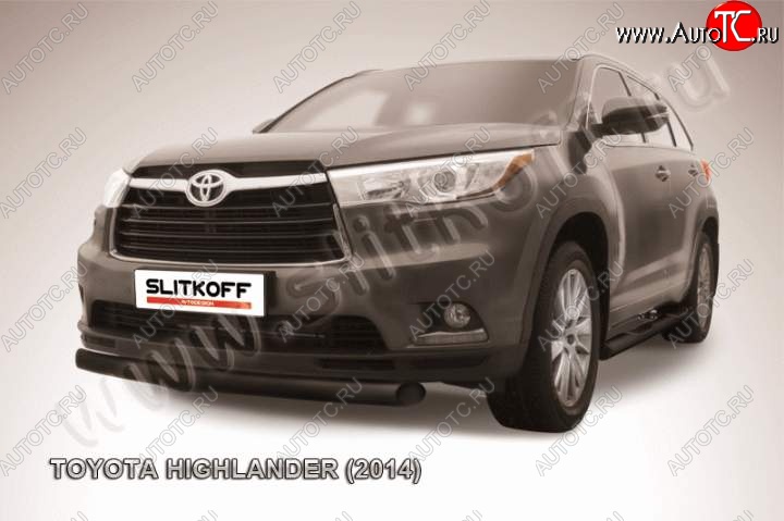 9 999 р. Защита переднего бампер Slitkoff Toyota Highlander XU50 дорестайлинг (2013-2017) (Цвет: серебристый)  с доставкой в г. Тольятти