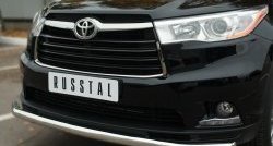 16 999 р. Одинарная защита переднего бампера диаметром 63 мм SLITKOFF Toyota Highlander XU50 дорестайлинг (2013-2017)  с доставкой в г. Тольятти. Увеличить фотографию 3