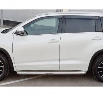 Порожки для ног (Ø63 мм) SLITKOFF Toyota Highlander XU50 рестайлинг (2016-2020) ()