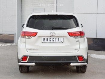 17 999 р. Защита заднего бампера (Ø63 мм уголки, нержавейка) SLITKOFF Toyota Highlander XU50 дорестайлинг (2013-2017)  с доставкой в г. Тольятти. Увеличить фотографию 3