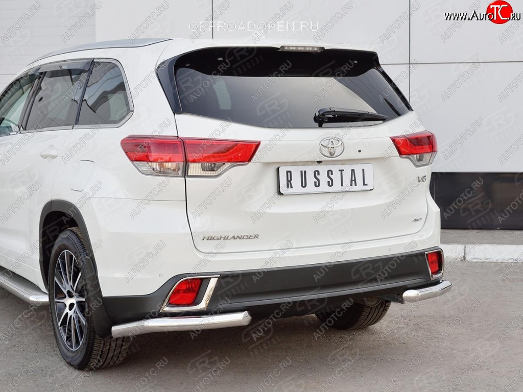 17 999 р. Защита заднего бампера (Ø63 мм уголки, нержавейка) SLITKOFF Toyota Highlander XU50 дорестайлинг (2013-2017)  с доставкой в г. Тольятти