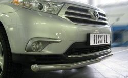 Одинарная защита переднего бампера диаметром 76 мм (рестайлинг) SLITKOFF Toyota Highlander XU40 рестайлинг (2010-2013)