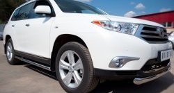 13 299 р. Защита порогов из круглой трубы диаметром 76 мм (рестайлинг) Russtal  Toyota Highlander  XU40 (2010-2013) рестайлинг (Защита порогов с со скосами на торцах (вариант 1))  с доставкой в г. Тольятти. Увеличить фотографию 12