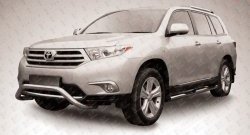 Усиленная низкая защита переднего бампера из трубы диаметром 57 мм Slitkoff Toyota Highlander XU40 рестайлинг (2010-2013)