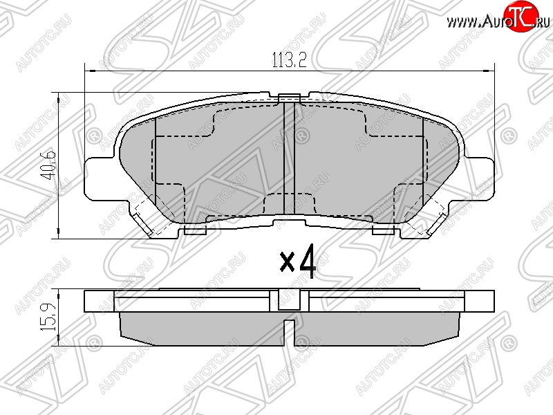 799 р. Колодки тормозные SAT (задние) Toyota Highlander XU40 дорестайлинг (2007-2010)  с доставкой в г. Тольятти