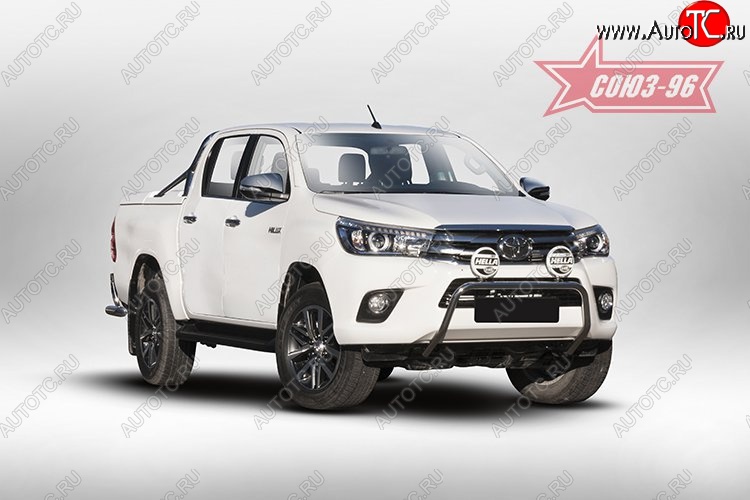 13 589 р. Защита переднего бампера под ПТФ Souz-96 (d42) Toyota Hilux AN120 дорестайлинг (2016-2020)  с доставкой в г. Тольятти