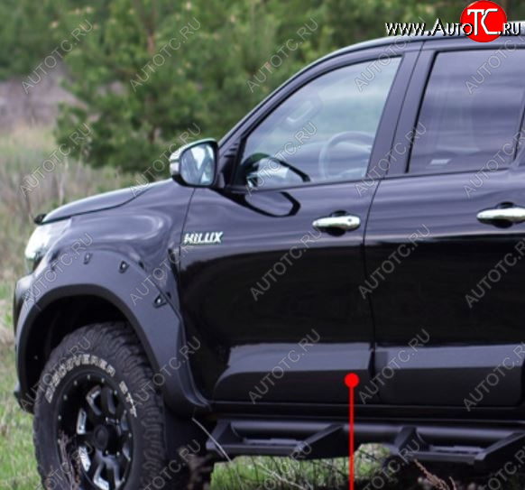 3 179 р. Молдинг двери RA (передний левый) Toyota Hilux AN120 дорестайлинг (2016-2020) (Поверхность глянец под покраску, Неокрашенный)  с доставкой в г. Тольятти