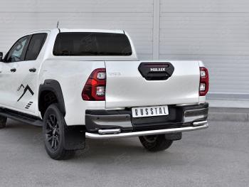 20 549 р. Защита заднего бампера (2 трубы Ø63 и 42 мм, нержавейка, BLACK ONYX) SLITKOFF  Toyota Hilux  AN120 (2020-2025) 2-ой рестайлинг (полированная нержавейка)  с доставкой в г. Тольятти. Увеличить фотографию 1