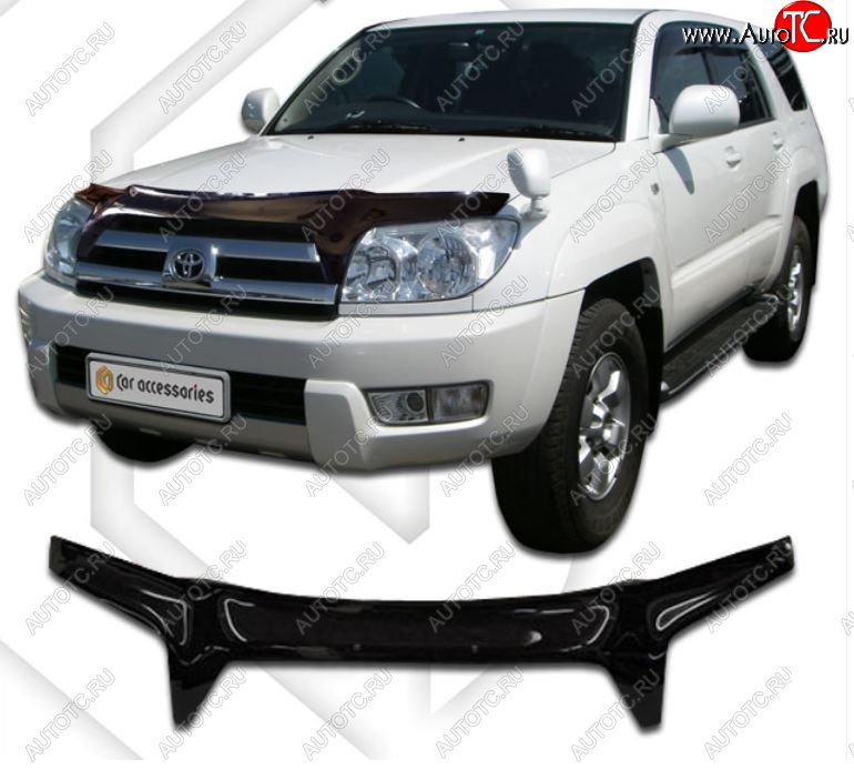 2 699 р. Дефлектор капота (N215) CA-Plastiс  Toyota Hilux Surf  N210 (2002-2005) дорестайлинг (Classic черный, Без надписи)  с доставкой в г. Тольятти