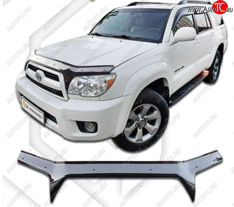 2 699 р. Дефлектор капота (GRN215W, TRN210W, TRN215W) CA-Plastiс  Toyota Hilux Surf  N210 (2005-2009) рестайлинг (Classic черный, Без надписи)  с доставкой в г. Тольятти