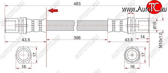 659 р. Тормозной шланг SAT (левый/правый) Toyota Hilux Surf N120,N130 5 дв. дорестайлинг (1989-1991)  с доставкой в г. Тольятти