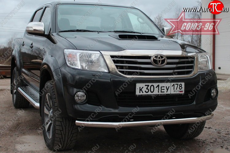 12 959 р. Защита переднего бампера одинарная Souz-96 (d60) Toyota Hilux AN20,AN30  2-ой рестайлинг (2011-2016)  с доставкой в г. Тольятти