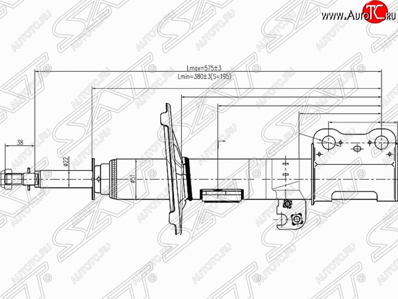 3 899 р. Левый амортизатор передний SAT Toyota Ipsum ACM20 дорестайлинг (2001-2003)  с доставкой в г. Тольятти