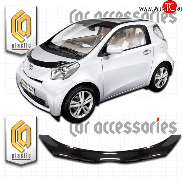 2 099 р. Дефлектор капота CA-Plastic  Toyota IQ (2008-2016) (Classic черный, Без надписи)  с доставкой в г. Тольятти