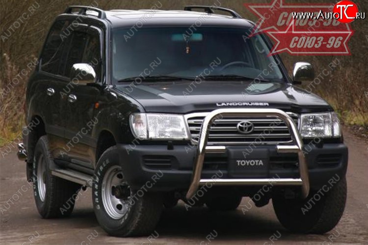 23 039 р. Защита переднего бампера под лебедку Souz-96 (d76) Toyota Land Cruiser 100 дорестайлинг (1998-2002)  с доставкой в г. Тольятти