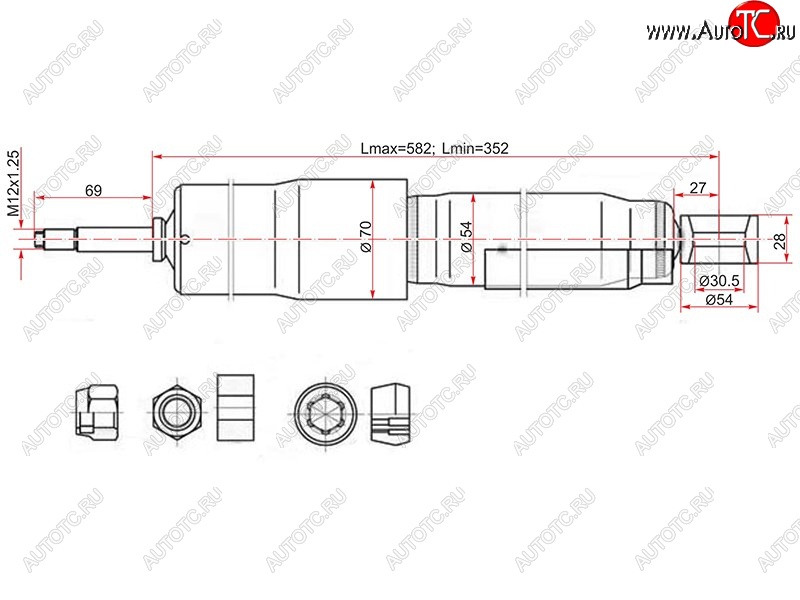 2 589 р. Амортизатор задний LH=RH SAT Toyota Land Cruiser 80 (1989-1997)  с доставкой в г. Тольятти