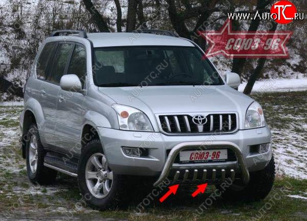 14 264 р. Защита переднего бампера нижняя Souz-96 Toyota Land Cruiser Prado J120 (2002-2009)  с доставкой в г. Тольятти