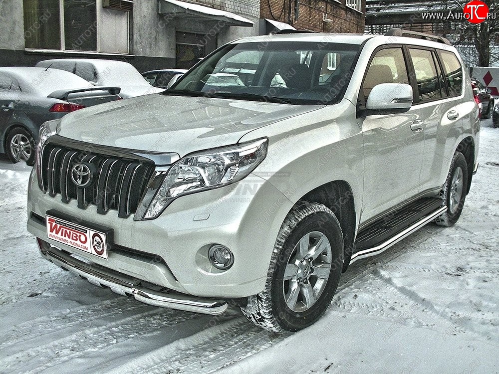 15 799 р. Защита переднего бампера WINBO (Ø76 мм, нержавейка) Toyota Land Cruiser Prado J120 (2002-2009)  с доставкой в г. Тольятти