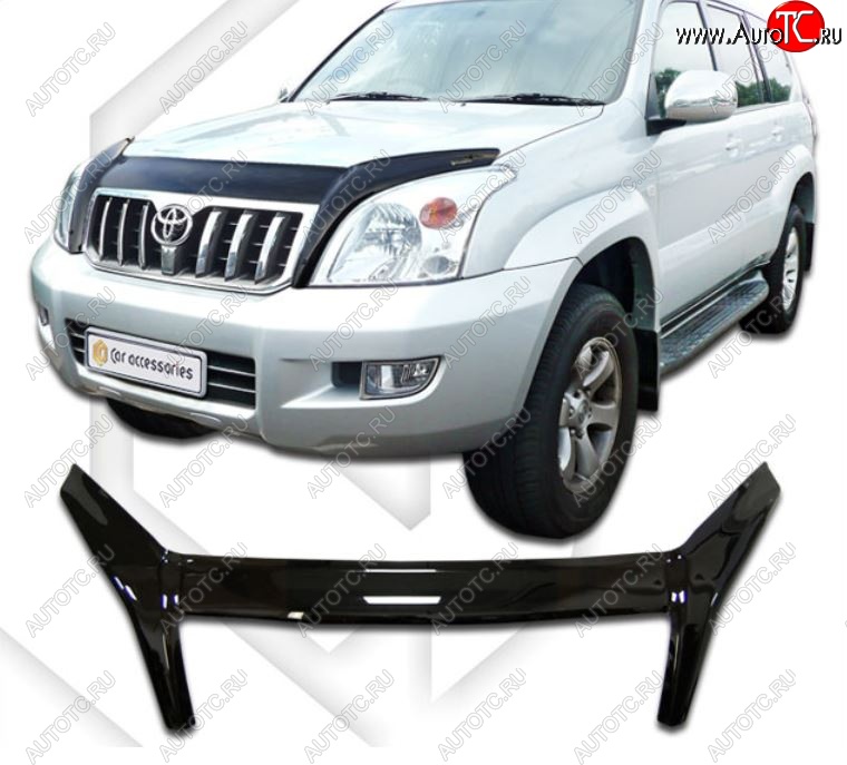 2 899 р. Дефлектор капота (J120-J125) CA-Plastic exclusive Toyota Land Cruiser Prado J120 (2002-2009) (Classic черный, Без надписи)  с доставкой в г. Тольятти