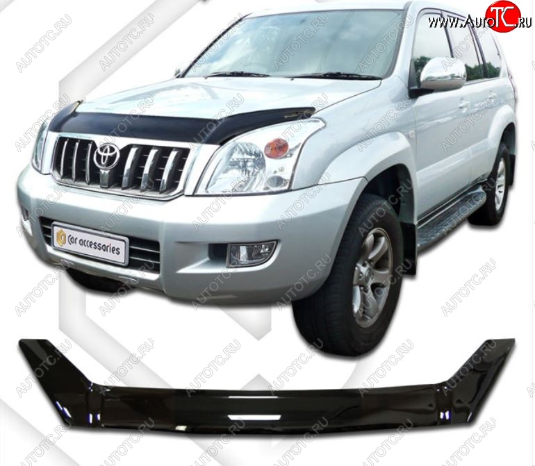 2 199 р. Дефлектор капота ( J120-J125) CA-Plastic Toyota Land Cruiser Prado J120 (2002-2009) (Classic черный, Без надписи)  с доставкой в г. Тольятти