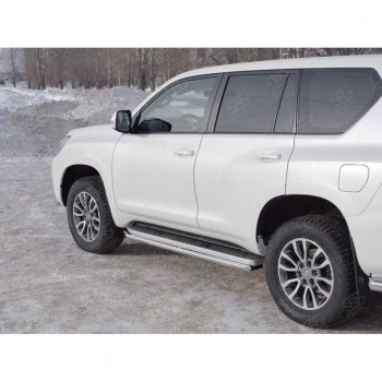 15 999 р. Защита порогов (Ø42 мм, нержавейка) SLITKOFF Toyota Land Cruiser Prado J150 2-ой рестайлинг (2017-2020)  с доставкой в г. Тольятти. Увеличить фотографию 3